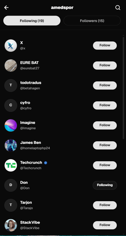 Mobile Follow List